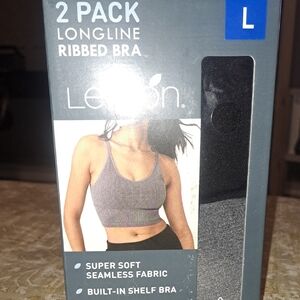 Lemon Ribbed Bra 2-Pack - Black and Gray Size Large New In Box.